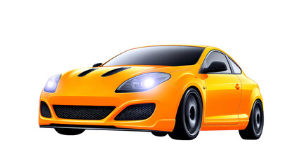 Fototapeta premium Sport car yellow coupe modern design aerodynamic low profile aggressive look black detail shiny finish isolated fast vehicle excitement