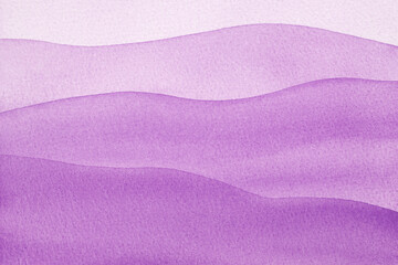 Abstract art hand drawn watercolor violet wavy desert sand background on textured watercolor paper for wallpaper banner template page design.
