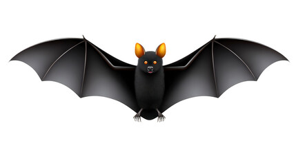 Bat with outstretched wings orange ears and glowing eyes isolated on transparent background nocturnal animal flying mammal Halloween theme mysterious and spooky vibe