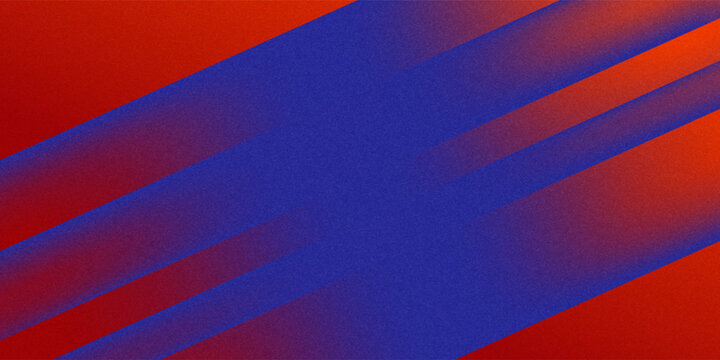 Dark deep bright blue purple red orange coral abstract background. Geometric shape. Angle line strip 3D. Color gradient. Neon electric metallic fire glow light. Grain noise rough.Wide banner.Panoramic