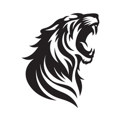 Fototapeta premium tiger roaring vector silhouette clip art logo design illustration