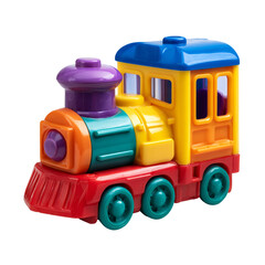 Fototapeta premium Colorful toy train isolated on transparent background