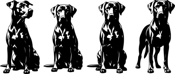 Cute Beagle Dog Poses Illustration Set &ndash; Sitting, Running, Sleeping & Howling Puppy Vector