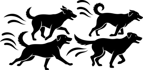 Cute Beagle Dog Poses Illustration Set &ndash; Sitting, Running, Sleeping & Howling Puppy Vector