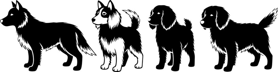 Cute Beagle Dog Poses Illustration Set &ndash; Sitting, Running, Sleeping & Howling Puppy Vector