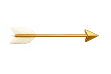 Golden arrow flying towards success on transparent background