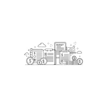 Budgeting and financial planning illustration isolated on transparent background