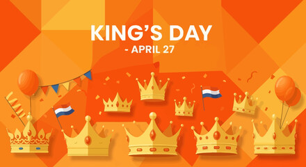 Kings Day Celebration April 27th with Crowns and Flags.
