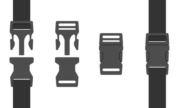 buckle with strap open and close, vector illustration isolated on white background.