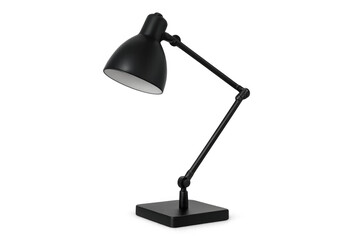 Black metal adjustable desk lamp providing focused light for a modern home office or study space