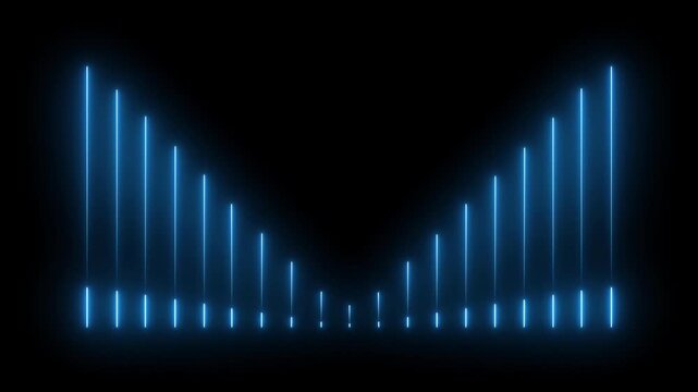 Neon line bright royal blue color animation. Seamless loop black background 4k video.