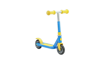 Blue and Yellow Scooter Isolated on White Background