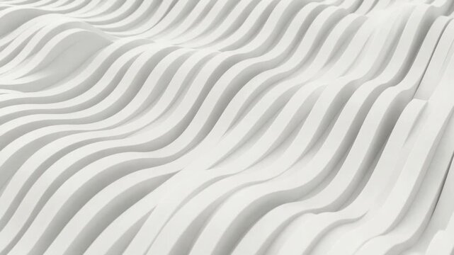 Abstract white waves and lines moving in a seamless loop, creating a flowing and dynamic parametric background perfect for modern design, architecture, and corporate presentations