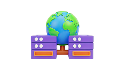 3D Globe with Servers - Global Network Concept