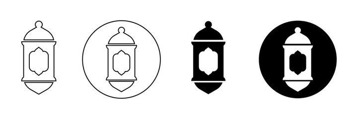 Islamic Lantern Icons  Outline and Solid Ramzan Symbols