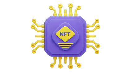 3D NFT Chip Illustration on White Background