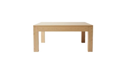 Light brown wooden coffee table isolated PNG on transparent background, modern furniture for living room and home decor, minimalist design
