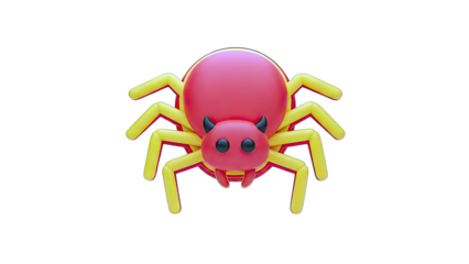 3D Rendered Spider with Horns on White Background