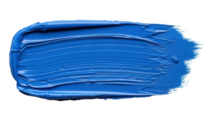 Vibrant blue paint stroke PNG isolated on transparent background, thick brushstroke for artistic design and creative projects