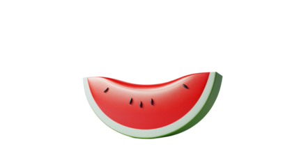 Slice of watermelon 3D render icon isolated on white background