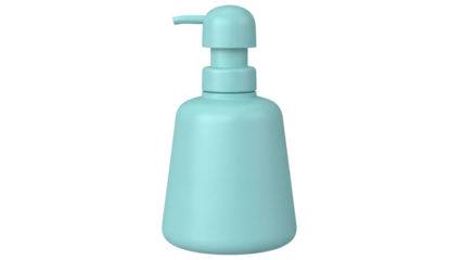 Light blue soap dispenser isolated PNG on transparent background, minimalist design for bathroom or kitchen use, hygiene product