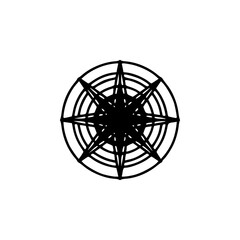 Geometric Mandala Silhouette Logo in Minimal Black and White Vector Style