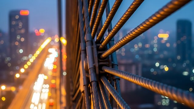 Night cityscape with bridge structure - Powered by Adobe
