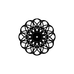 Geometric Mandala Silhouette Logo in Minimal Black and White Vector Style