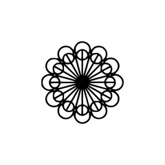 Geometric Mandala Silhouette Logo in Minimal Black and White Vector Style
