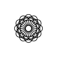Geometric Mandala Silhouette Logo in Minimal Black and White Vector Style