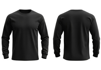 Classic black long sleeve t-shirt isolated on transparent background
