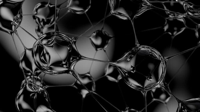Organic  liquid metal animation. Abstract dynamic animation of liquid metal molecules. Geometric, scientific, technological and conceptual design