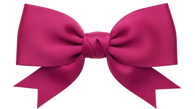 Magenta bow isolated PNG on transparent background, decorative ribbon knot for gift wrapping and festive occasions