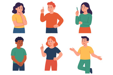 Obraz premium Diverse group of cartoon people posing in colorful outfits