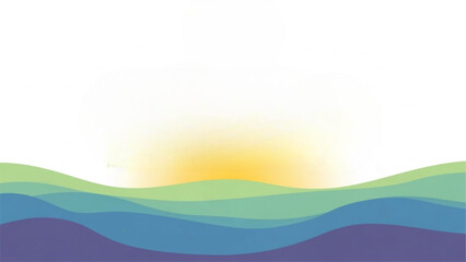 Sunset over colorful wavy landscape with vibrant hues