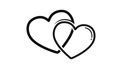Minimalist black and white double heart design for valentine's day
