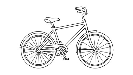 Simple linear bicycle outline drawing for design projects