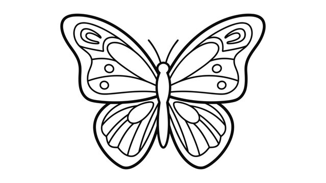 Elegant butterfly outline design for coloring pages or art projects