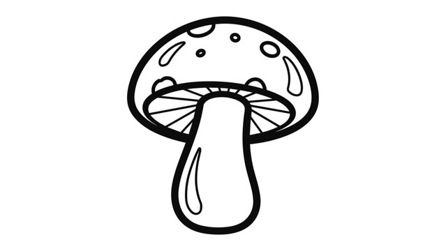 Black and white mushroom drawing: simple outline design for coloring