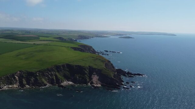 Aerial Drone Footage of Coastline from Mothecombe to Bigbury, South Devon, England
