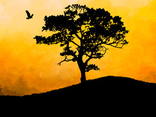 silhouette of tree