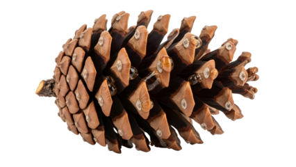 Single brown pine cone isolated on a clean white background