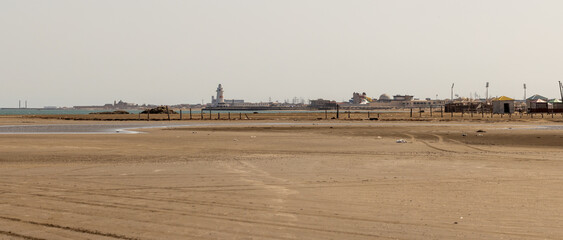 Serene coastal scene portraying an expansive sandy shore of Caspian Sea