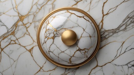 Elegant marble dish with a gold knob, showcasing luxury and sophistication.