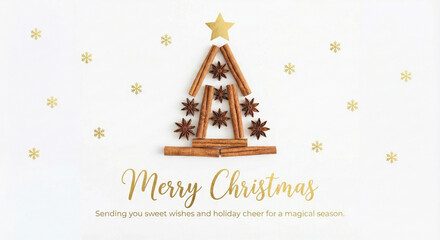 Christmas Background with Cinnamon and Star Anise Tree