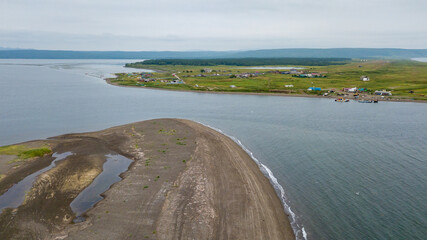 A view of the channel connecting the waters of the Busse Lagoon and Aniva Bay