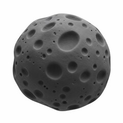 Fototapeta premium 3D Rendered Cratered Asteroid or Moon Isolated on White perfect for website banner, educational material, graphic design, presentation background, digital art