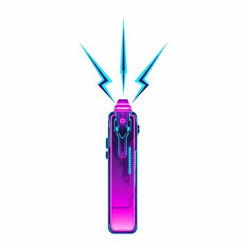 Neon Cyberpunk Electronic Device with Electric Energy perfect for Website banner, social media graphics, tech blog illustration, app icon, game asset, marketing