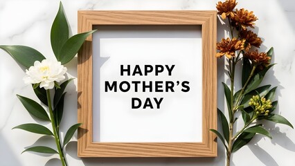 Happy mother s day greeting with flowers and frame