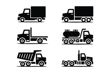 Logistics Freight and Heavy Transportation Truck Icons